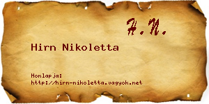 Hirn Nikoletta névjegykártya